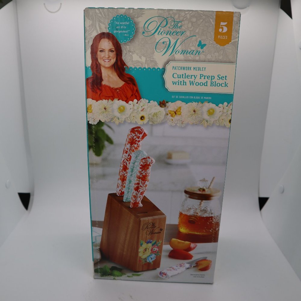 The Pioneer Woman Patchwork Medley 5-Piece Cutlery Prep Set new
